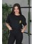 Bisiklet Yaka Baskılı Oversize T-Shirt Siyah 2