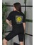 Bisiklet Yaka Baskılı Oversize T-Shirt Siyah 3