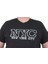 Erkek Büyük Beden Sıfır Yaka T-Shirt Nyc 24133 Sıyah 3
