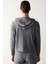 Antrasit Kapşonlu Fitilli Yumuşak Sweatshirt 4