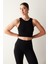 Siyah Halter Yaka Seamless Crop Top 1