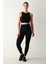 Siyah Halter Yaka Seamless Crop Top 3