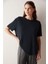 Siyah Bisiklet Yaka Loose Fit Modal T-shirt 1