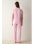 Base Flowers Pembe Gömlek Pantolon Pijama Takımı 5