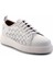 Beyaz Örgü Hakiki Deri Erkek Sneaker E01310111741 3