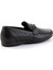 Siyah Baskılı Hakiki Deri Erkek Loafer Ayakkabı E01757267903 4
