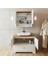 Oval Lavabolu Mat Beyaz Mdf 100 cm Çekmeceli Banyo Dolabı + Aynalı Üst Dolabı 3