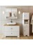 Oval Lavabolu Mat Beyaz Mdf 100 cm Çekmeceli Banyo Dolabı + Aynalı Üst Dolabı + Boy Dolabı 1