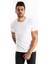 Beyaz Erkek/Unisex Slim Fit Dar Kesim Bisiklet Yaka Pamuklu Likralı Basic Tişört 1801131 5