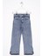 Yüksek Bel Paçası Yırtmaçlı Kız Çocuk Jean Pantolon 1