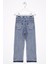 Yüksek Bel Paçası Yırtmaçlı Kız Çocuk Jean Pantolon 3