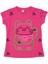 Kız Çocuk Sevimli Kedi Baskılı Penye Likralı T-Shirt 1