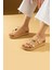 Çift Gold Tokalı Comfort Taban Kadın Sandalet 70-0232-24 1