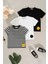 3'Lü Emoji Detaylı Siyah Beyaz Çizgili Erkek Çocuk Tshirt 1