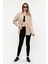 Kadın Oversize Uzun Basic Gözlük Britli Desenli Linen Look Gömlek 2