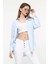 Kadın Oversize Uzun Basic Gözlük Britli Desenli Linen Look Gömlek 1