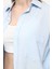 Kadın Oversize Uzun Basic Gözlük Britli Desenli Linen Look Gömlek 3