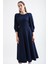 Kadın Lacivert Sırt Detaylı Midi Elbise 2