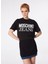 Yuvarlak Yaka Baskılı Siyah Kadın T-Shirt 241K1J0712 3