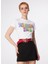 Yuvarlak Yaka Baskılı Beyaz Kadın T-Shirt 241K1A0708 4