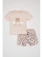 Kız Bebek Leopar Desenli Penye Kısa Kollu Şortlu Pijama Takımı C0911A524HS 1