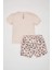 Kız Bebek Leopar Desenli Penye Kısa Kollu Şortlu Pijama Takımı C0911A524HS 5