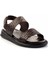Kahve Örgü Hakiki Deri Erkek Sandalet E05433012603 2