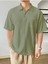 Erkek Oversize Polo Yaka Waffle T-Shirt Poloyaka-Fermuarlı 1