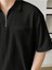 Erkek Oversize Polo Yaka Waffle T-Shirt Poloyaka-Fermuarlı 2