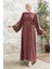 Liva Kolları Taşlı Abaya - Gül Kurusu 1