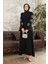 Liva Kolları Taşlı Abaya - Siyah 2