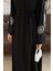 Liva Kolları Taşlı Abaya - Siyah 4