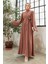 Liva Kolları Taşlı Abaya - Camel 1