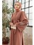 Liva Kolları Taşlı Abaya - Camel 2