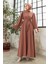 Liva Kolları Taşlı Abaya - Camel 3