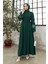 Liva Kolları Taşlı Abaya - Zümrüt 1