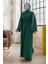 Kolları Taş Işlemeli Abaya - Zümrüt 2