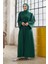 Kolları Taş Işlemeli Abaya - Zümrüt 3