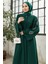 Liva Kolları Taşlı Abaya - Zümrüt 3