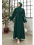 Liva Kolları Taşlı Abaya - Zümrüt 4