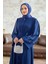 Kolları Taş Işlemeli Abaya - Indigo 4