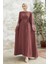 Liva Kolları Taşlı Abaya - Gül Kurusu 3