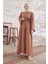 Kolları Taş Işlemeli Abaya - Camel 1