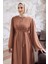 Rona Kolları Desenli Abaya - Camel 3
