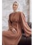 Rona Kolları Desenli Abaya - Camel 4