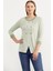 Çizgili Uzun Kol Düğme Detaylı T-Shirt - Yeşil 4