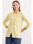 Çizgili Uzun Kol Düğme Detaylı T-Shirt - Sarı 4