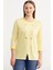 Çizgili Uzun Kol Düğme Detaylı T-Shirt - Sarı 1