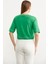 Sim Detaylı Oversize Crop T-Shirt - Yeşil 5