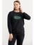 Baskılı Oversize Basic Sweatshirt - Siyah 4